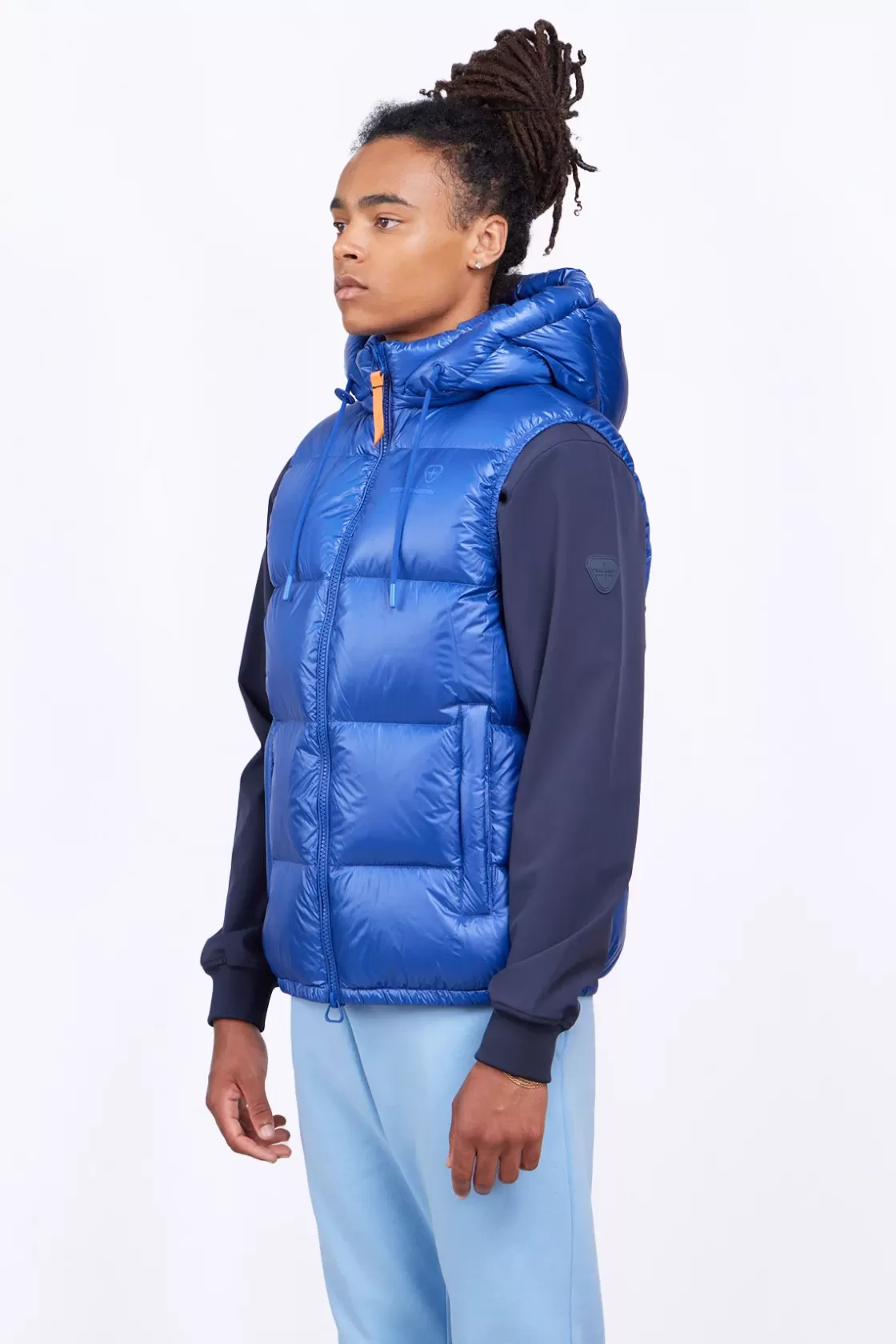 Doudoune Sans Manches En Nylon Brillant Cesar Worker Blue*Gertrude Fashion