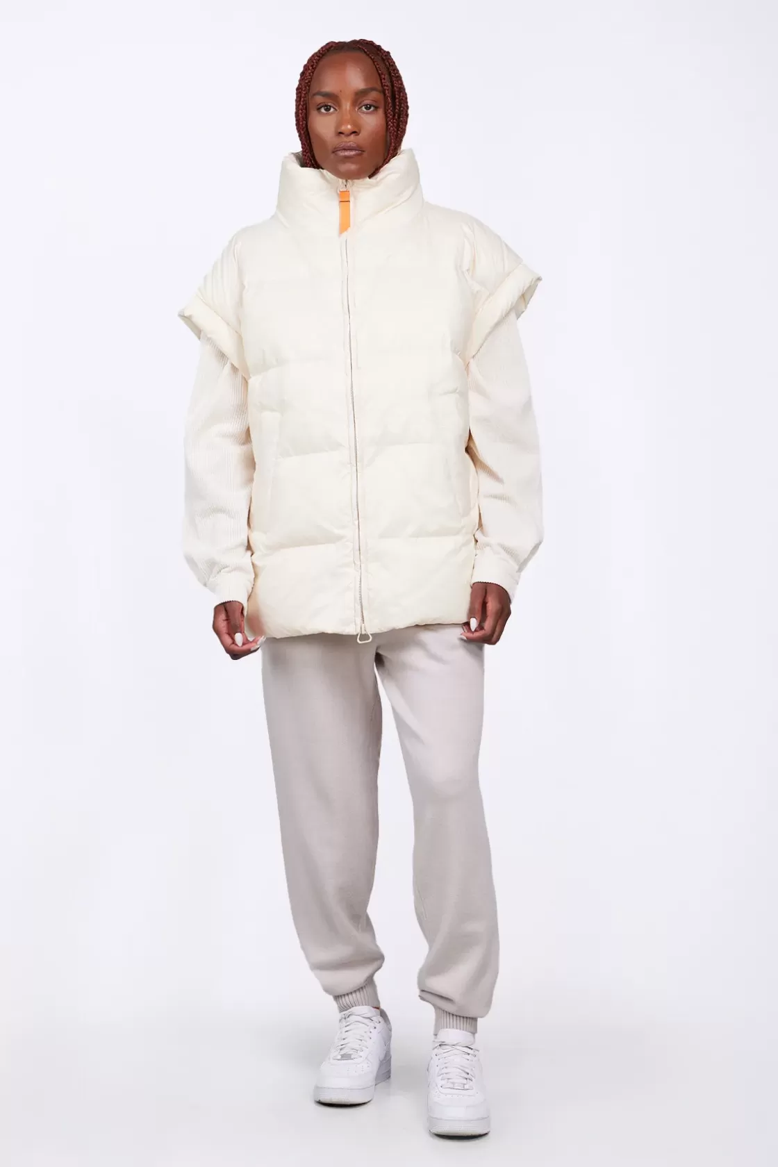 Doudoune Sans Manches Oversize En Nylon Ripstop Gaia Ecru*Gertrude Discount