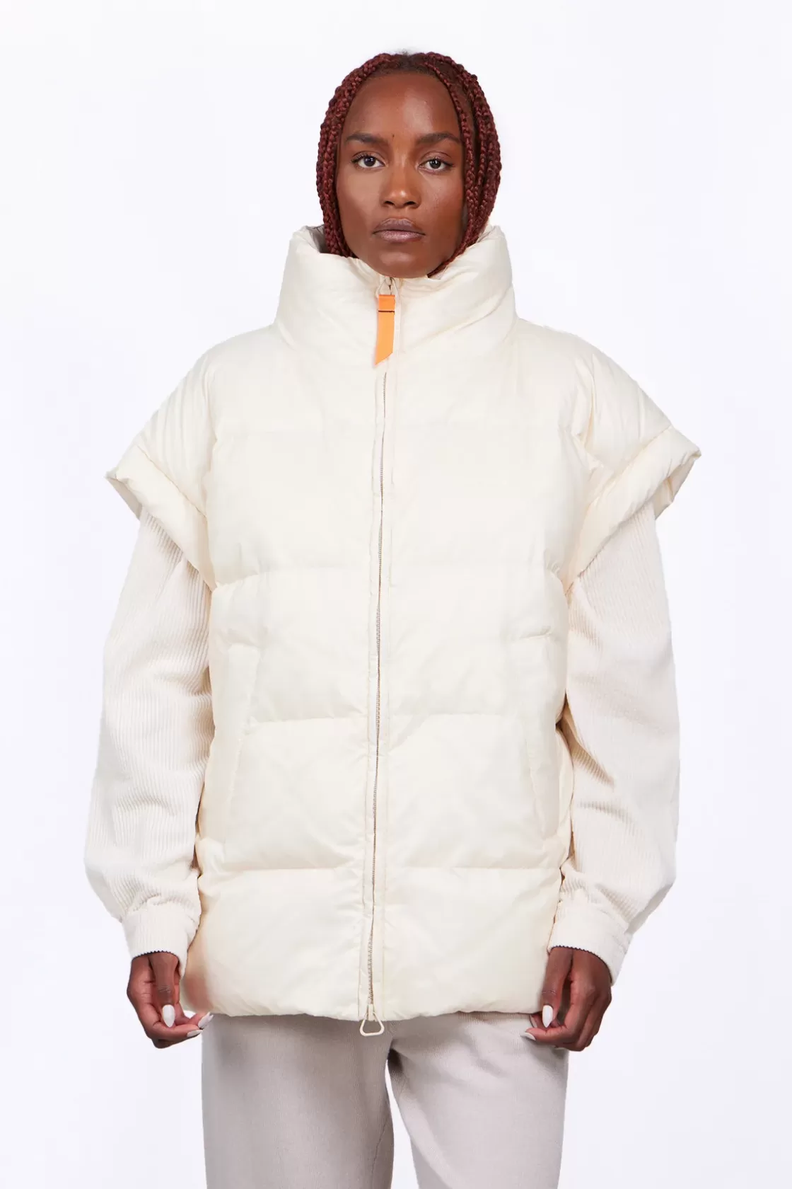 Doudoune Sans Manches Oversize En Nylon Ripstop Gaia Ecru*Gertrude Discount
