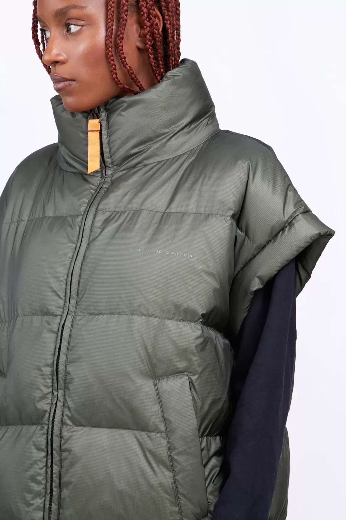 Doudoune Sans Manches Oversize En Nylon Ripstop Gaia Kaki*Gertrude Sale