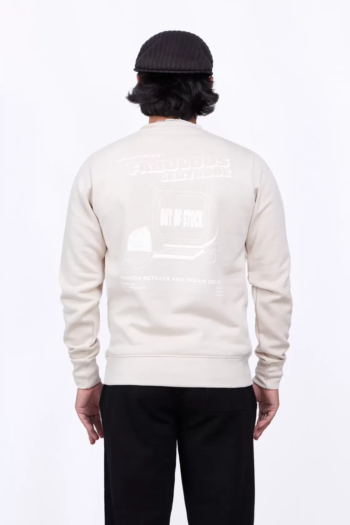 Sweat Col Rond Unisexe Imprime Au Dos Guillaume Cap Ciment*Gertrude Discount